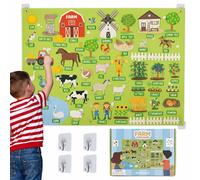 BONNYCO Pizarra de Fieltro para Niños con 92 Figuras de Animales de Granja