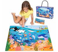 BONNYCO Puzzle Niños XXL de Animales Marinos con 48 Piezas Grandes. Rompecabezas Gigante Infantil de 92 x 62 cm, Regalos para Niños y Niñas. Juguetes Educativos 2 a 8 Años