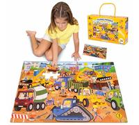 BONNYCO Puzzle Niños XXL de Obra Construcción con 48 Piezas Grandes y Guía | Rompecabezas Gigante de 92 x 62 cm. Ideas de Juegos y Regalos para Niños y Niñas, Juguetes Educativos Infantiles 2 a 8 Años