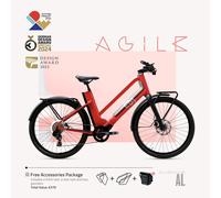 (Bono gratuito: 370 €) EBI AGILE Urban Aluminum C Bicicleta eléctrica cómoda para una movilidad urbana fiable - Cuadro bajo / Rojo