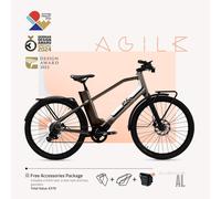 (Bono gratuito: 370 €) EBI AGILE Urban Aluminum C Bicicleta eléctrica cómoda para una movilidad urbana fiable - Cuadro Diamond / Marrón oscuro