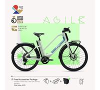 (Bono gratuito: 370 €) EBI AGILE Urban Carbon: Bicicleta eléctrica ligera y de alto rendimiento - cuadro bajo / Verde claro