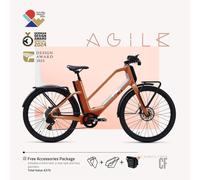 (Bono gratuito: 370 €) EBI AGILE Urban Carbon: Bicicleta eléctrica ligera y de alto rendimiento - cuadro bajo / Naranja