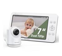 bonoch 7" Camara vigilancia Bebe, 720P Vigilabebes con Camara Sin WiFi, 6000mAh batería, Modo VOX, Visión Nocturna Automática, a Prueba de Hackeos, PTZ Remoto, 8 Canciones de Cuna
