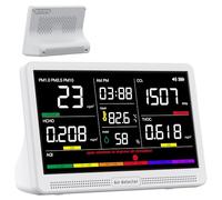 bonoch Monitor de Calidad del Aire 16 en 1 para Interiores con Pantalla de 7" - 9 AQI + 7 Alertas AQI - Medidor de CO2, TVOC, PM2.5, PM1.0, PM10, HCHO, Temperatura, Humedad, AQI y Hora - Para Hogar
