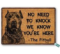 Bonoff Cartel de metal con texto en inglés "Day The Pitbull The Pitbulls We Know You Are Here" de Pascua con diseño de perro Pitbull, decoración de pared, 8 x 12 pulgadas