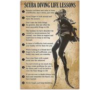 Bonoff Cartel de metal con texto en inglés "Scuba Diving Life Lessons" para regalo de cumpleaños de 8 x 12 pulgadas