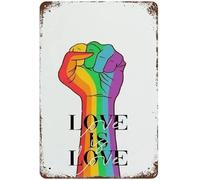 Bonoff Cartel de metal retro con texto en inglés "Love Is Love" para hotel, cafetería, regalo vintage, póster decorativo para pared, 20,3 x 30,5 cm