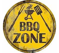 Bonoff Cartel de zona de barbacoa para barbacoa, novedoso, divertido para decoración del hogar, placa de arte para la pared, bar, club, cafetería, decoración vintage, póster de metal, 8 x 12 pulgadas
