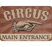 Bonoff Circus Main Entry - Entrada principal, salas de circo, circusign para circo, casa de circo, decoración de circo, decoración de pared, póster de metal, 8 x 12 pulgadas
