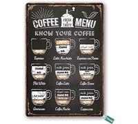 Bonoff Coffee Menu Sign - Póster decorativo vintage para pared, póster de metal, 8 x 12 pulgadas