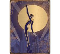 Bonoff Impresión Art Deco, Arte de Pared, Letrero de Estaño, Decoración Vintage, Póster de Metal para Decoración de Pared, 8 x