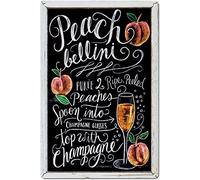 Bonoff Peach-Bellini Receta de cóctel Vintage Outhouse Cartel de metal vintage Cartel de garaje Decoración de pared para el hogar, póster vintage de 5.5 x 8 pulgadas Cartel de lata