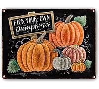 Bonoff Pick Your own Pumpkin Vintage Outhouse Letrero de metal vintage para garaje, decoración de pared para el hogar, póster vintage de 5.5 x 8 pulgadas, letrero de lata