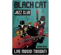 Bonoff Póster de metal con texto en inglés "Black Cat Jazz Live Music!Tonight!Ation!", 20,3 x 30,5 cm