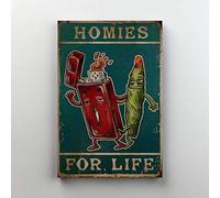 Bonoff Póster de Weed Homies For Life, divertido póster de marihuana para fumar malas hierbas, para la vida, póster de metal para salón, cafetería, garaje, 8 x 12 pulgadas