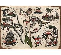 Bonoff The Original Sailor Jerry Pin Ups - Placa de metal para pared (8 x 12 pulgadas, A31)