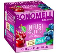 Bonomelli Infusi Fruttosi Ciliegia e Mirtillo Infusión con cereza y arándano, paquete de 10 filtros, ingredientes 100% naturales