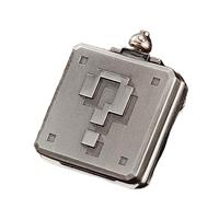 BONOOL Antiguo Retro Pixel Pregunta Caja Cuarzo Reloj de Bolsillo Gran número Cuadrado Cuarzo Collar Reloj Colgante Cadena Regalo