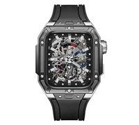 BONOOL Caja de acero inoxidable para reloj, correa de goma de 44mm para iWatch 6 5 4 SE, Kit de conversión de bisel de lujo