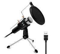 BONOOL Condensador de micrófono Profesional para Ordenador, portátil, PC, Soporte con Enchufe USB, micrófono de grabación para Podcasting en Estudio