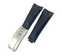 BONOOL Correa de reloj con hebilla de bloqueo deslizante de 20mm de cuero genuino con extremo curvo para Rolex GMT Submariner Hulk Oyster correa de reloj