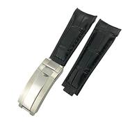 BONOOL Correa de reloj con hebilla de bloqueo deslizante de 20mm de cuero genuino con extremo curvo para Rolex GMT Submariner Hulk Oyster correa de reloj