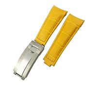 BONOOL Correa de reloj con hebilla de bloqueo deslizante de cuero genuino de extremo curvado de 20mm para correa de reloj Rolex GMT Submariner Hulk Oyster