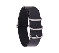 BONOOL Correa de reloj de cuero Hombres Mujeres Plata Anillo negro Hebilla Pulsera Pulsera Accesorios 14 mm 16 18 mm 20 mm 22 mm 24 mm Ajuste para la OTAN Ajuste para la correa de reloj ZULU