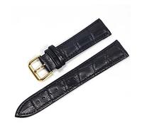 BONOOL Correas de Reloj de Cuero 18 mm 20 mm 22 mm Reloj Hebilla de Acero Correa de Banda Correa de muñeca Pulsera Correa de Reloj Correa de Reloj (Color: Negro Dorado, Tamaño: 14 mm)