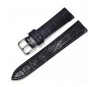 BONOOL Correas de Reloj de Cuero 18 mm 20 mm 22 mm Reloj Hebilla de Acero Correa de Banda Correa de muñeca Pulsera Correa de Reloj Correa de Reloj (Color: Negro Plata, Tamaño: 22 mm)