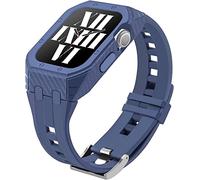 BONOOL Estuche cómodo de fibra de carbono, para relojes Series 8, 7, 45 mm, 44 mm, correa de goma, parachoques, cubierta de 42 mm, pulsera integrada con bisel, para Iwatch 6 SE 5 4 3 Series