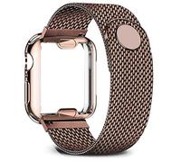 BONOOL Estuche + Correa para Banda de Reloj 40 mm 44 mm 38 mm 42 mm Caja plateada + Correa de Metal Pulsera de Acero Inoxidable para i-Watch Series 7 6 5 4 3 2 se (Color : Coffee, Size : 38-40mm)