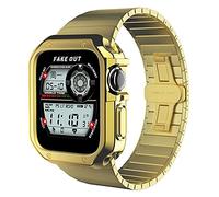 BONOOL Estuche de banda compatible para reloj 44 mm 42 mm 40 mm 38 mm Estuche de TPU de parachoques resistente Correa militar Cubierta protectora para i-watch series SE 7 6 5 4 3 2 1 Pulsera de acero