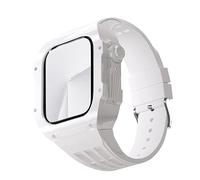 BONOOL Estuche de Kit de modificación de reloj transparente de lujo, para reloj de 44mm y 45mm, Kit de modificación DIY + correa de goma, para correa de reloj de 45/44mm SE 8 7 6 5 4 SE