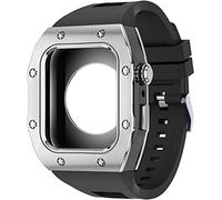 BONOOL Estuche Mod Kit de acero inoxidable compatible con reloj 8 7 44MM 45MM con banda de goma para hombres y mujeres, correa de silicona diy Accesorios de bisel de metal para Iwatch Series 6 5 4 SE