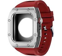 BONOOL Estuche Mod Kit de acero inoxidable compatible con reloj 8 7 44MM 45MM con banda de goma para hombres y mujeres, correa de silicona diy Accesorios de bisel de metal para Iwatch Series 6 5 4 SE