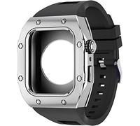 BONOOL Estuche Mod Kit de acero inoxidable compatible con reloj 8 7 44MM 45MM con banda de goma para hombres y mujeres, correa de silicona diy Accesorios de bisel de metal para Iwatch Series 6 5 4 SE