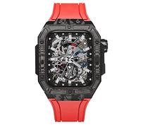 BONOOL Funda de fibra de carbono para reloj Mod Kit 7 8, correa de goma, paquete de lujo para iWatch 6 5 4 SE 44mm 45mm