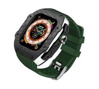 BONOOL Funda de fibra de carbono para reloj Ultra 49mm, banda de fluororubber, Bazel de Metal para IWatch Ultra 8 7 6 SE 45mm 44mm, Kit de modificación