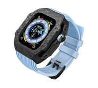 BONOOL Kit de actualización de cubierta de fibra de carbono y correa de caucho fluorado para reloj ultra 8 49mm, correa de repuesto y funda para iwatch 8 7 44mm 45mm