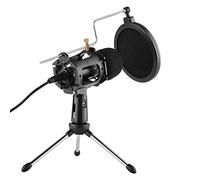 BONOOL Kit de micrófono de vídeo con Enchufe de 3,5mm, micrófono estéreo doméstico, trípode de Escritorio para PC, vídeo, Chat, Juegos, grabación de Podcast