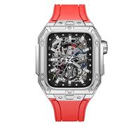 BONOOL Kit de modificación de caja de fibra de carbono de lujo, para reloj Correa de reloj Viton de 44 mm para Iwatch 6 5 4 SE Reemplazo de repuesto de 44 mm con herramientas