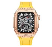 BONOOL Kit de modificación de caja de fibra de carbono de lujo, para reloj Correa de reloj Viton de 44 mm para Iwatch 6 5 4 SE Reemplazo de repuesto de 44 mm con herramientas