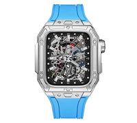 BONOOL Kit de modificación de caja de fibra de carbono de lujo, para reloj Correa de reloj Viton de 44 mm para Iwatch 6 5 4 SE Reemplazo de repuesto de 44 mm con herramientas