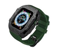 BONOOL Kit de modificación de caja de fibra de carbono para reloj Ultra 8 7 6 SE, Kit de Mod con bisel de Metal para Iwatch 49MM 45MM 44MM, juego de correa de goma