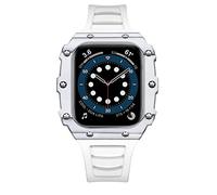 BONOOL Kit de modificación de lujo para reloj, correa de goma de 45mm, 44mm, 40mm y 41mm + estuche Mod de fibra de carbono para iWatch 3 4 5 SE 6 7 8