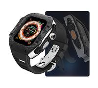 BONOOL Kit de modificación de lujo para reloj, funda de fibra de carbono Ultra 49mm para iWatch 8 7 6 5 4 SE 45mm 44mm, banda de goma flúor