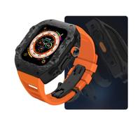 BONOOL Kit de modificación de lujo para reloj, funda de fibra de carbono Ultra 49mm para iWatch 8 7 6 5 4 SE 45mm 44mm, banda de goma flúor