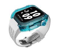 BONOOL Kit de modificación de lujo para reloj, funda transparente Ultra de 45MM para iWatch Series, banda de goma deportiva de 44mm, accesorios